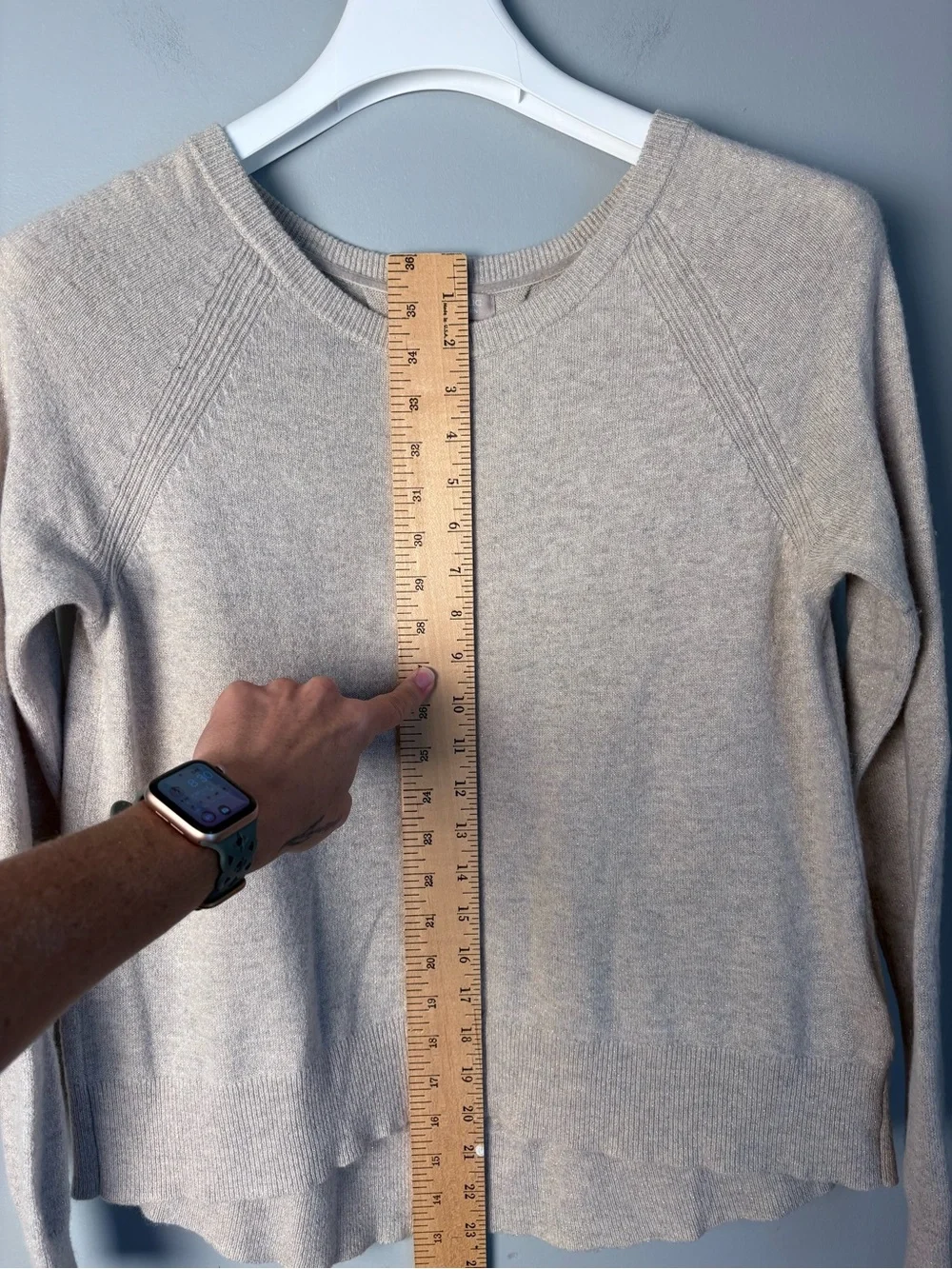 Banana Republic Metallic Shimmer Wool Blend Sweater Small S Oatmeal Beige Pleate